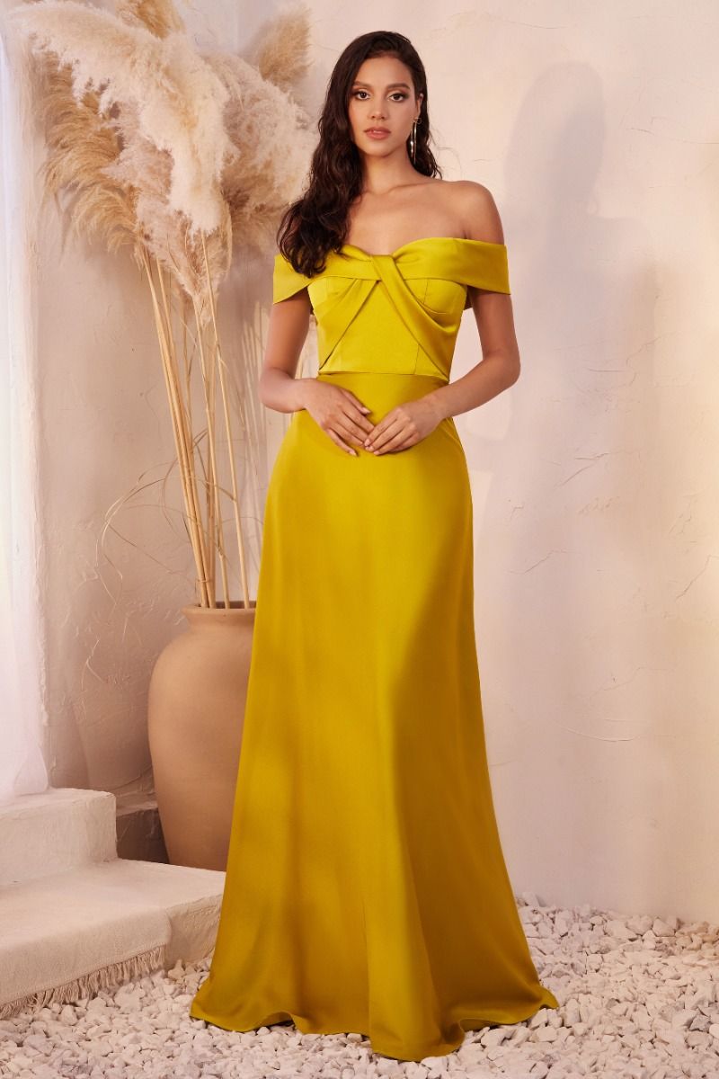 OFF THE SHOULDER A-LINE SATIN DRESS CDCD325-4